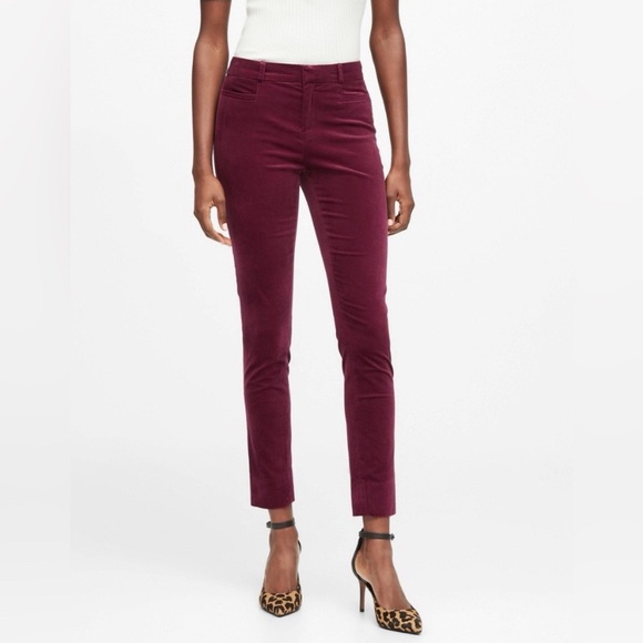 Banana Republic Pants - Banana Republic Sloan Burgundy Velvet Skinny Pants Sz.4